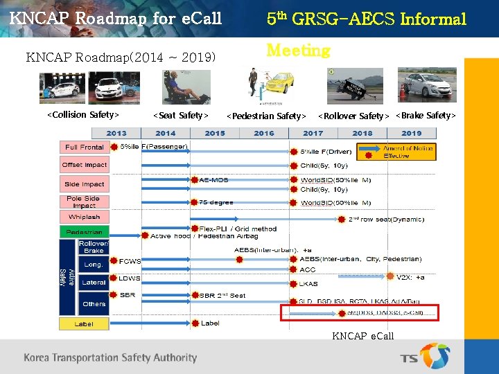 KNCAP Roadmap for e. Call KNCAP Roadmap(2014 ~ 2019) <Collision Safety> <Seat Safety> 5