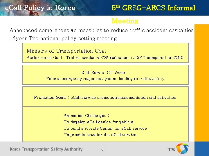 e. Call Policy in Korea 5 th GRSG-AECS Informal Meeting Announced comprehensive measures to