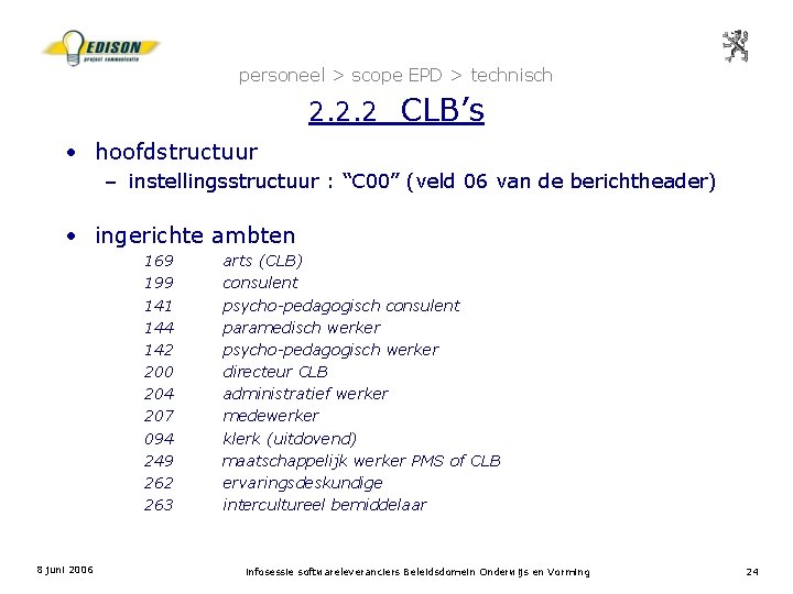 personeel > scope EPD > technisch 2. 2. 2 CLB’s • hoofdstructuur – instellingsstructuur