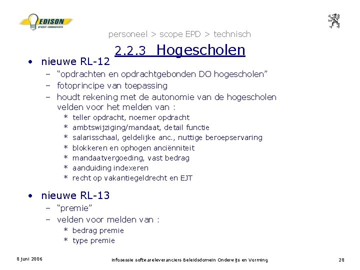 personeel > scope EPD > technisch • nieuwe RL-12 2. 2. 3 Hogescholen –