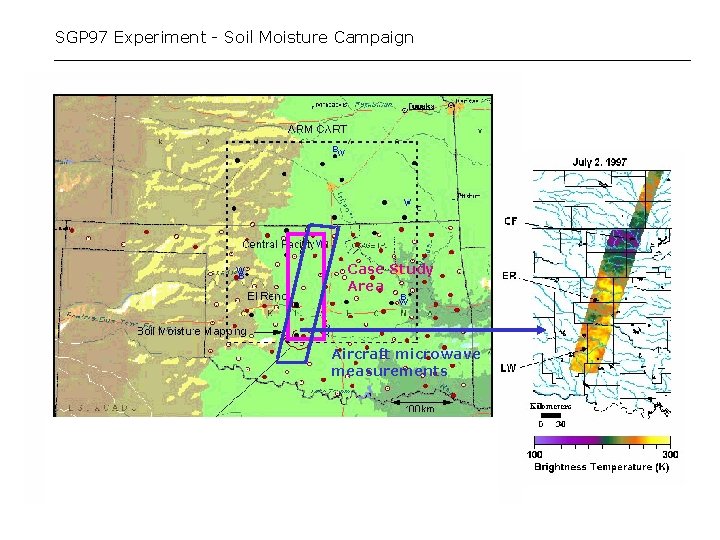 SGP 97 Experiment - Soil Moisture Campaign Case Study Area Aircraft microwave measurements 