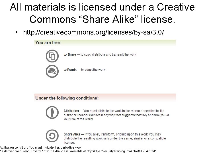 All materials is licensed under a Creative Commons “Share Alike” license. • http: //creativecommons.