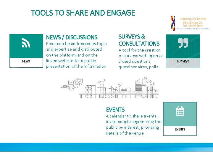 TOOLS TO SHARE AND ENGAGE NEWS / DISCUSSIONS Posts can be addressed by topic