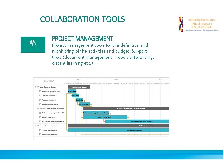 COLLABORATION TOOLS PROJECT MANAGEMENT Project management tools for the definition and monitoring of the