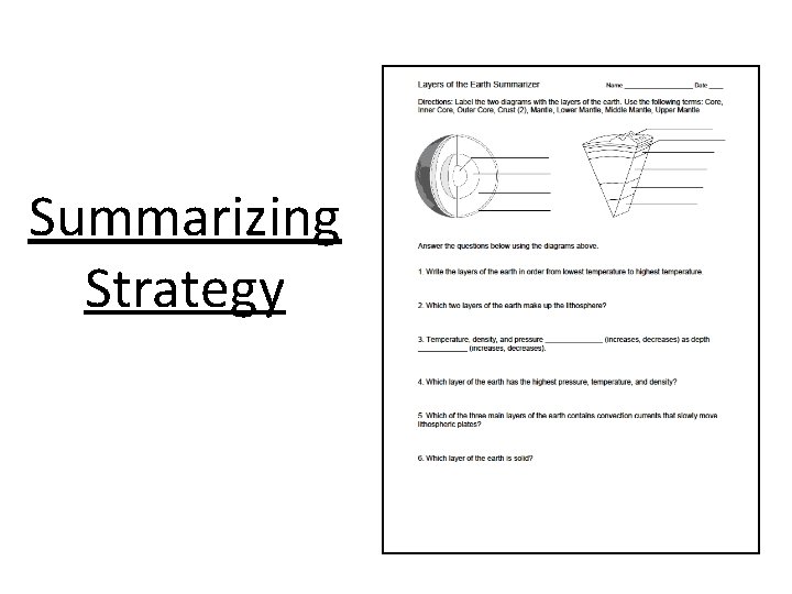 Summarizing Strategy 