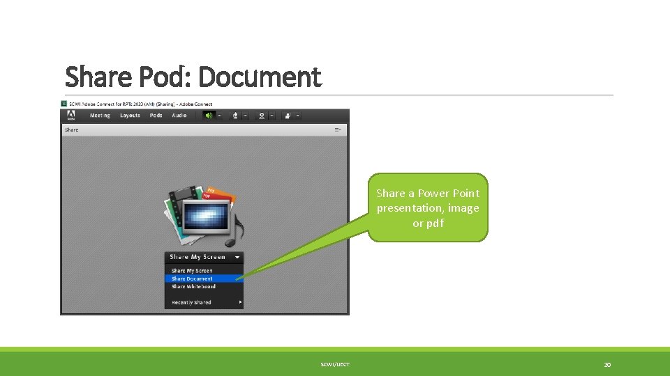 Share Pod: Document Share a Power Point presentation, image or pdf SCWI/IJECT 20 