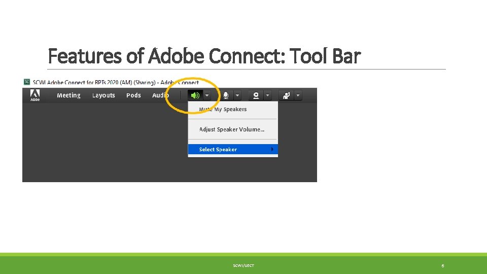 Features of Adobe Connect: Tool Bar SCWI/IJECT 6 