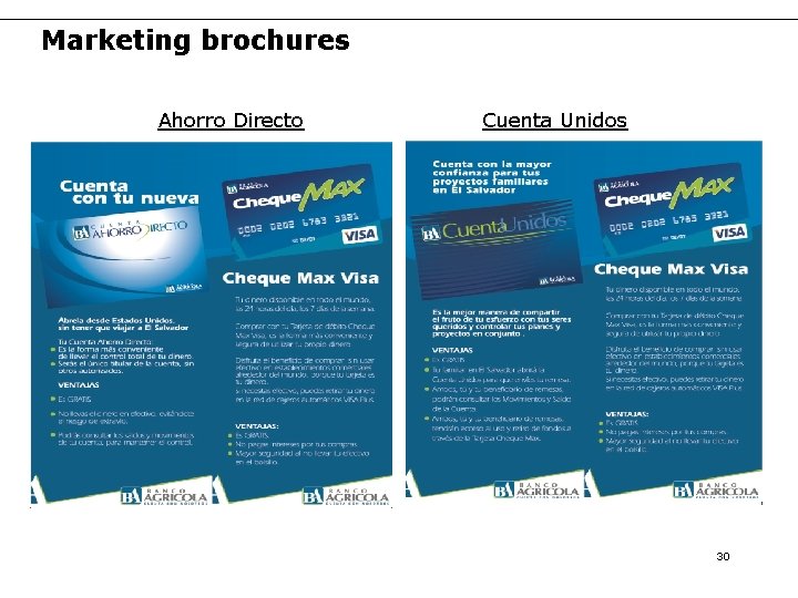 Marketing brochures Ahorro Directo Cuenta Unidos 30 