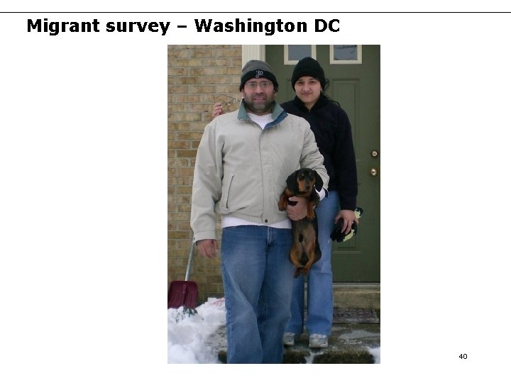 Migrant survey – Washington DC 40 Migrant survey – Washington DC 40