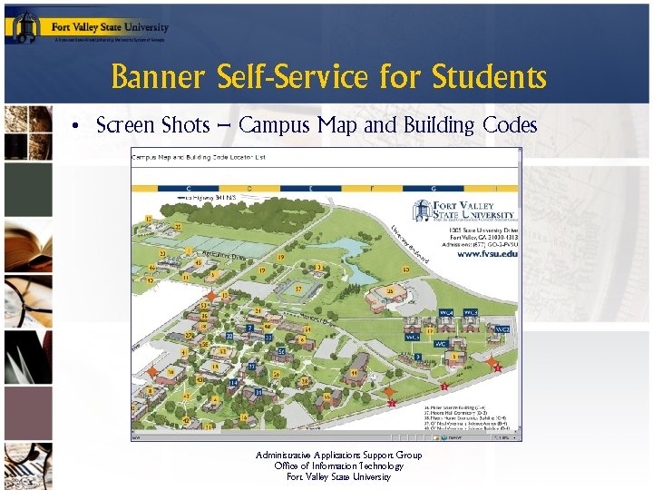 Banner Self-Service for Students • Screen Shots – Campus Map and Building Codes Administrative