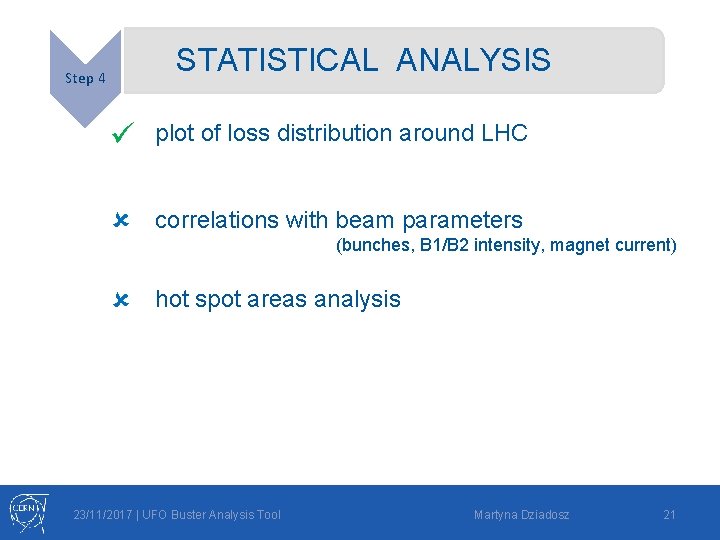 STATISTICAL ANALYSIS Step 4 ü plot of loss distribution around LHC correlations with beam