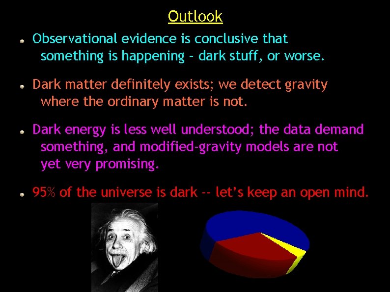 Outlook Observational evidence is conclusive that something is happening – dark stuff, or worse.