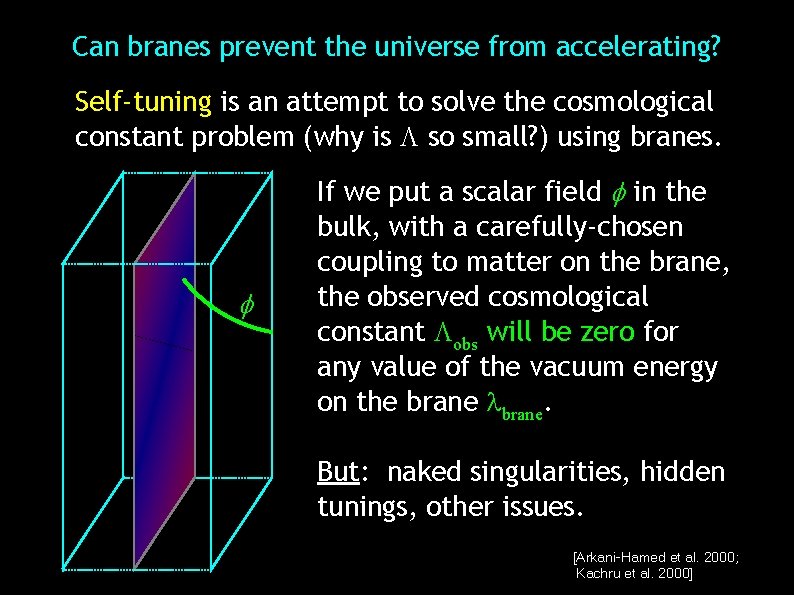 Can branes prevent the universe from accelerating? Self-tuning is an attempt to solve the