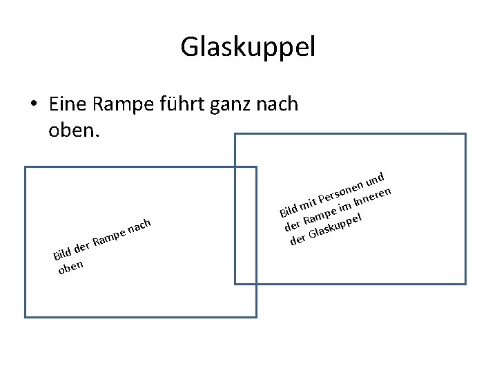 Glaskuppel • Eine Rampe führt ganz nach oben. de d l i B n