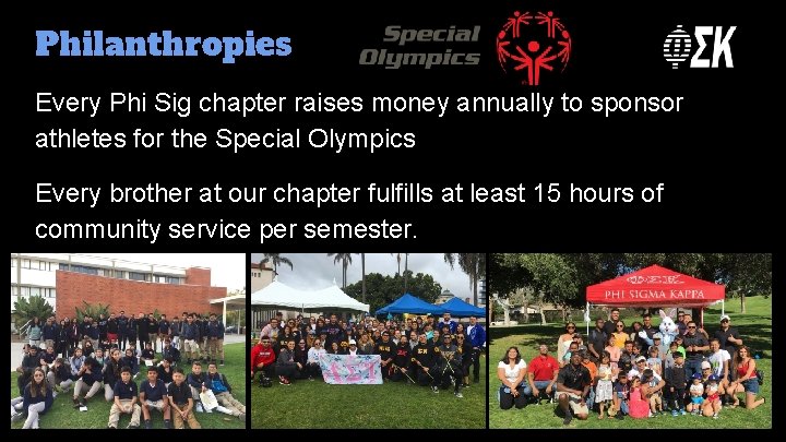 Philanthropies Every Phi Sig chapter raises money annually to sponsor athletes for the Special