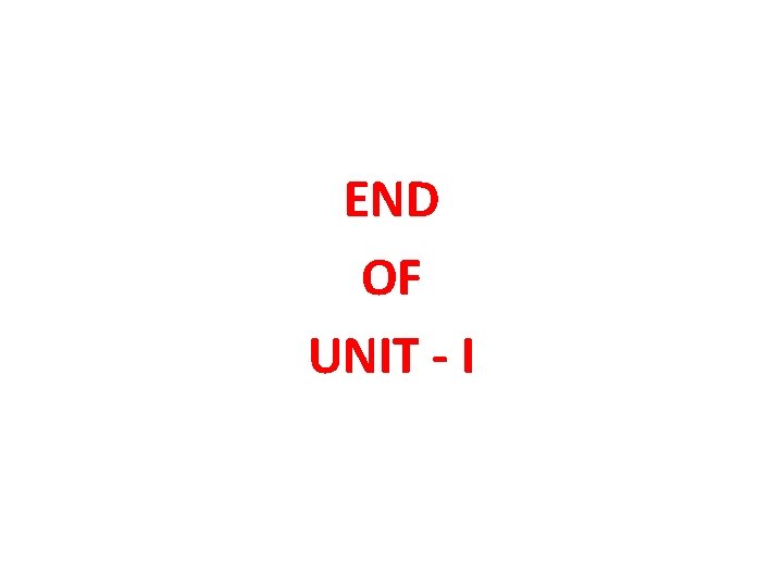 END OF UNIT - I 