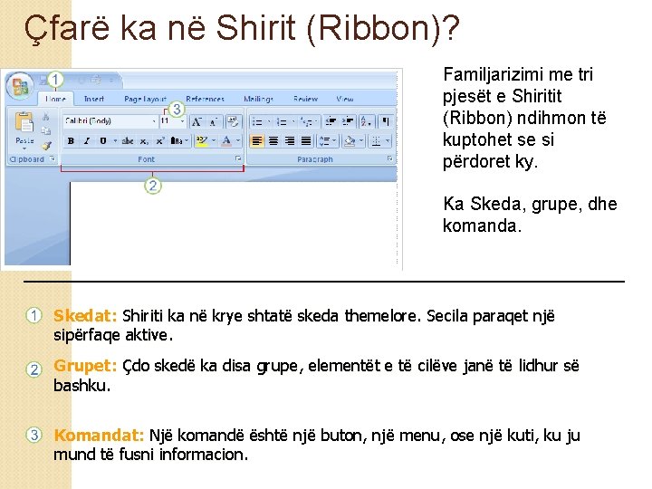 Çfarë ka në Shirit (Ribbon)? Familjarizimi me tri pjesët e Shiritit (Ribbon) ndihmon të