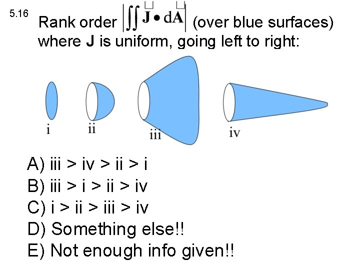 5. 16 Rank order (over blue surfaces) where J is uniform, going left to