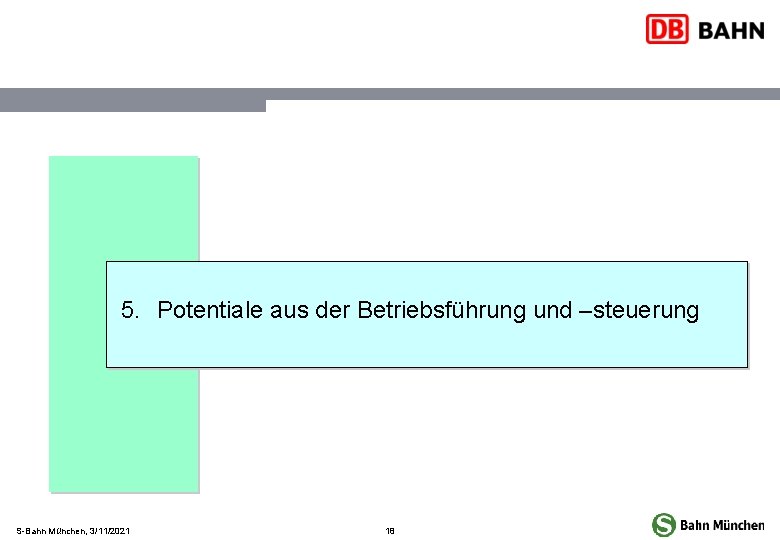 5. Potentiale aus der Betriebsführung und –steuerung S-Bahn München, 3/11/2021 18 