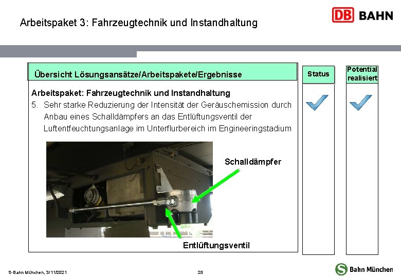 Arbeitspaket 3: Fahrzeugtechnik und Instandhaltung Übersicht Lösungsansätze/Arbeitspakete/Ergebnisse Arbeitspaket: Fahrzeugtechnik und Instandhaltung 5. Sehr starke