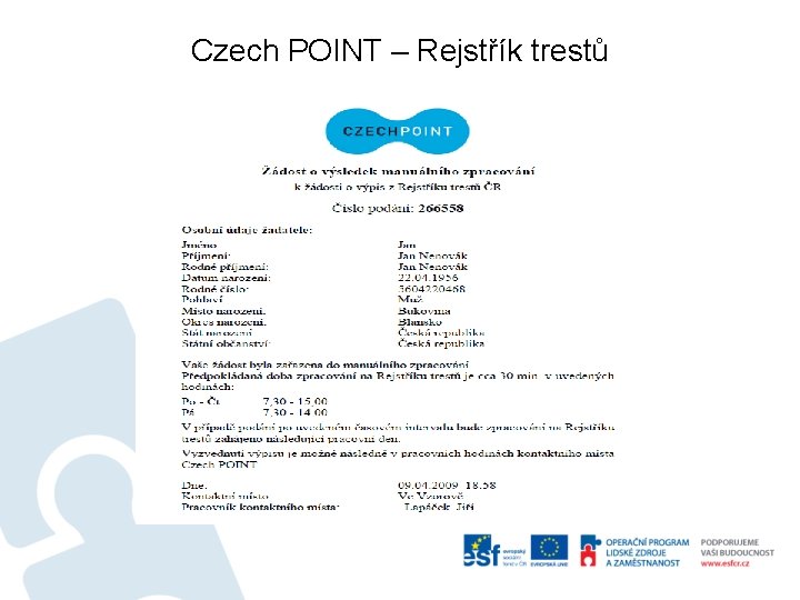 Czech POINT – Rejstřík trestů 