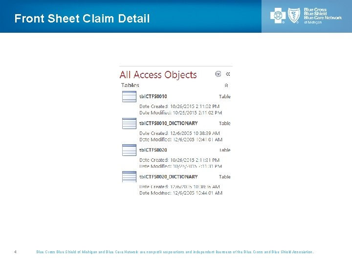 Front Sheet Claim Detail 4 Blue Cross Blue Shield of Michigan and Blue Care