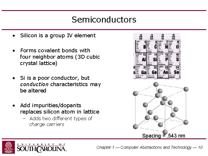 Semiconductors • Silicon is a group IV element • Forms covalent bonds with four