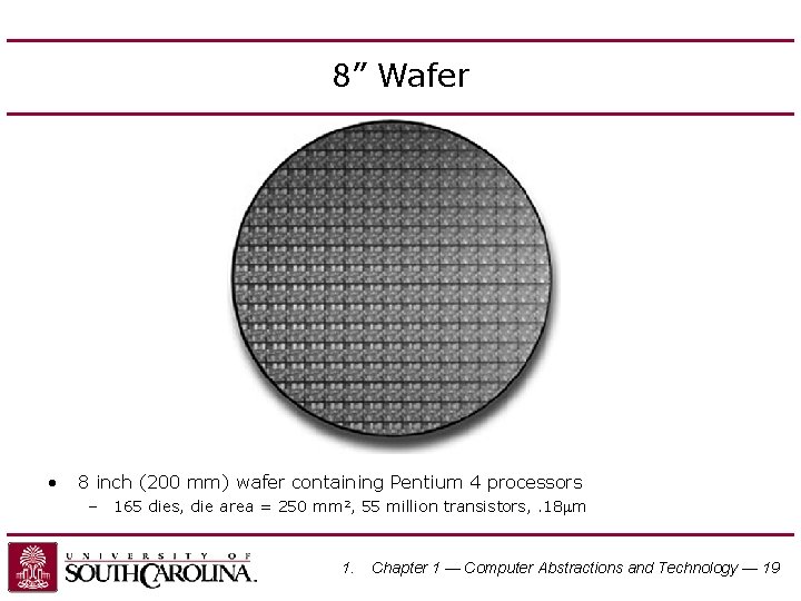 8” Wafer • 8 inch (200 mm) wafer containing Pentium 4 processors – 165