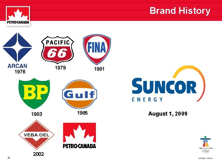 Brand History 1979 1976 1983 4 2002 1981 1985 August 1, 2009 