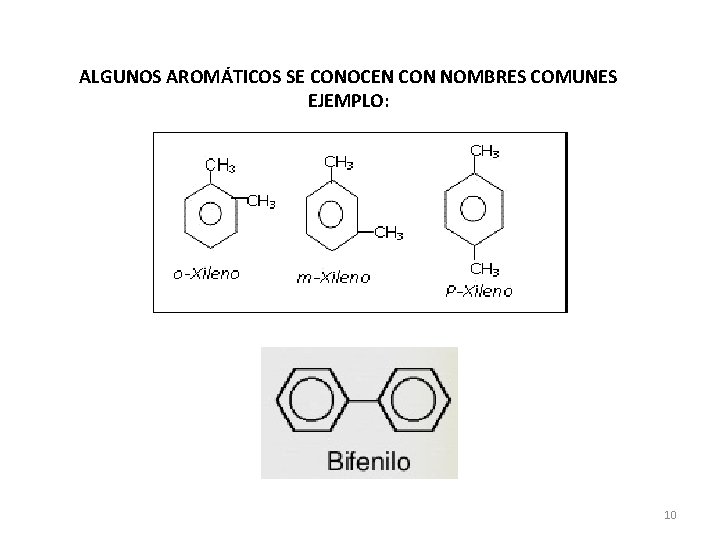 ALGUNOS AROMÁTICOS SE CONOCEN CON NOMBRES COMUNES EJEMPLO: 10 