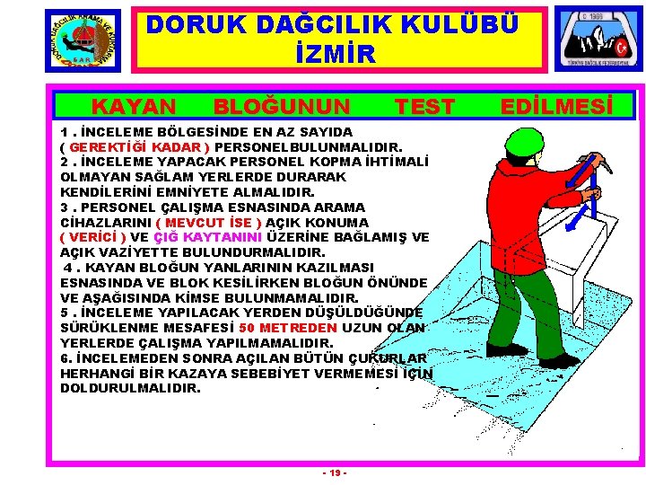 DORUK DAĞCILIK KULÜBÜ İZMİR KAYAN BLOĞUNUN TEST 1. İNCELEME BÖLGESİNDE EN AZ SAYIDA (