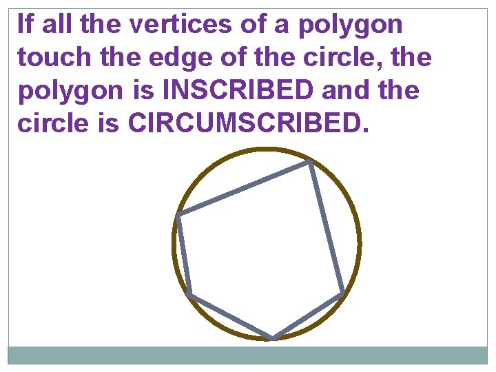 If all the vertices of a polygon touch the edge of the circle, the