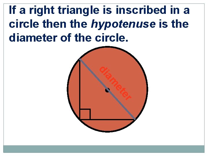 If a right triangle is inscribed in a circle then the hypotenuse is the