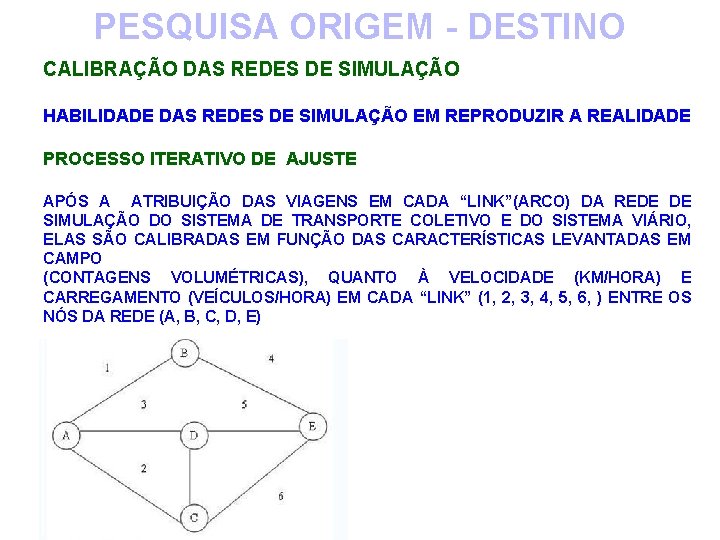 PESQUISA ORIGEM - DESTINO CALIBRAÇÃO DAS REDES DE SIMULAÇÃO HABILIDADE DAS REDES DE SIMULAÇÃO