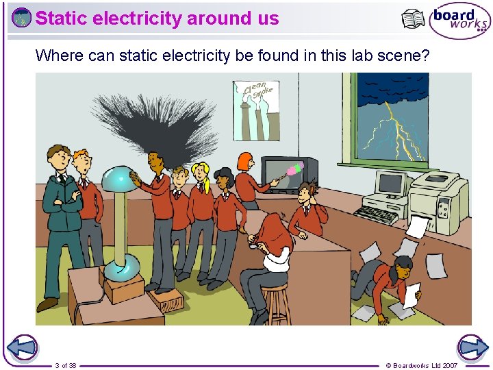 Static electricity around us Where can static electricity be found in this lab scene?