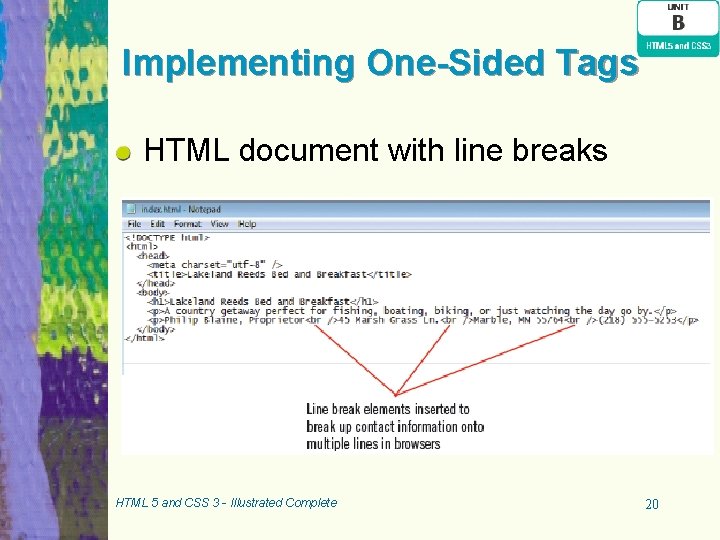 Implementing One-Sided Tags HTML document with line breaks HTML 5 and CSS 3 - Implementing One-Sided Tags HTML document with line breaks HTML 5 and CSS 3 -