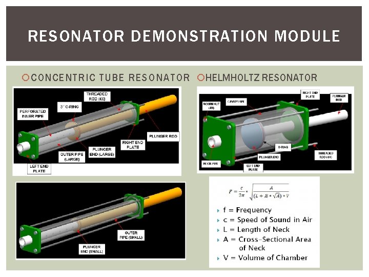 RESONATOR DEMONSTRATION MODULE CONCENTRIC TUBE RESONATOR HELMHOLTZ RESONATOR 