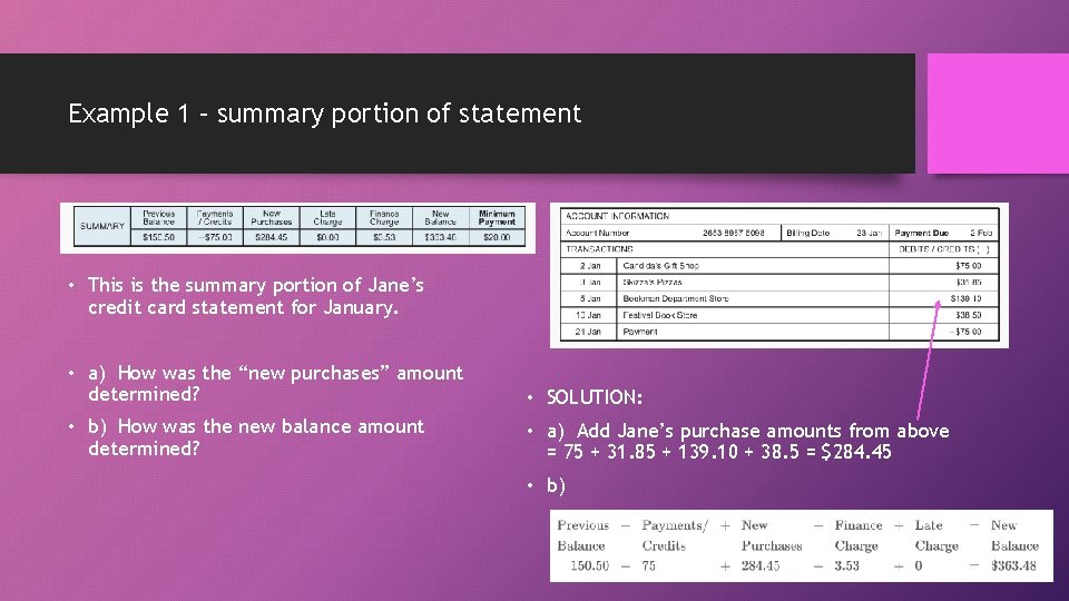 3 6 Credit Card Statements Advanced Financial Algebra