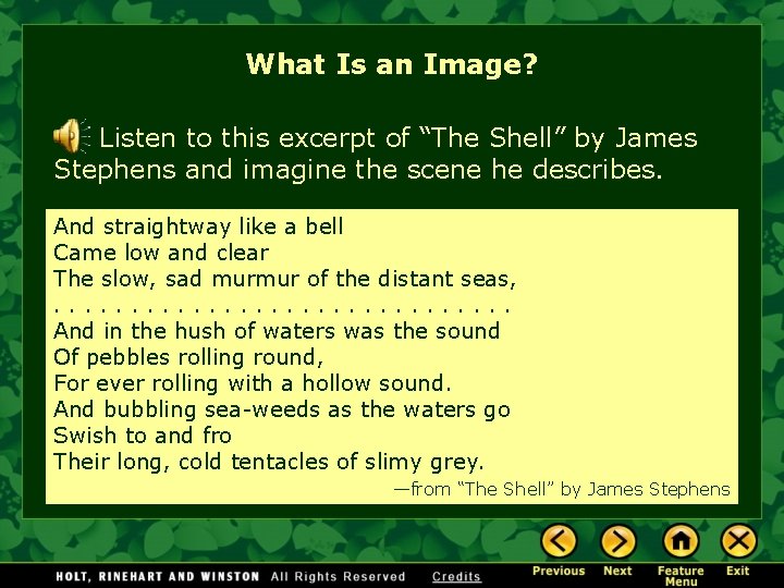 What Is an Image? Listen to this excerpt of “The Shell” by James Stephens
