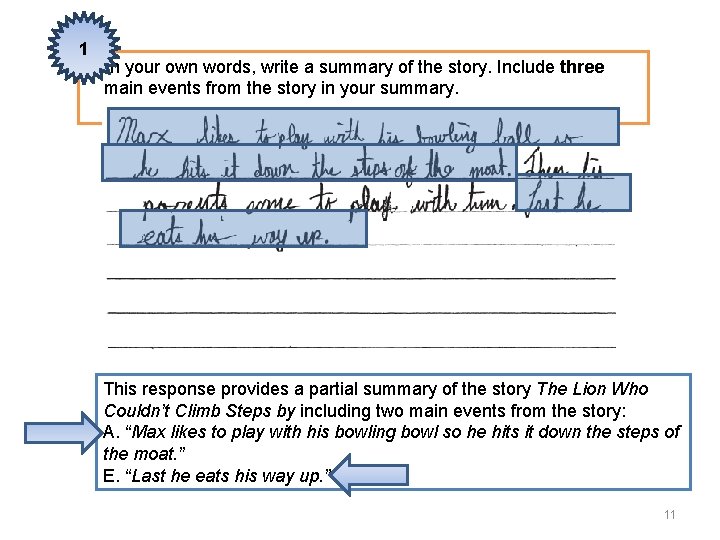 1 3 In your own words, write a summary of the story. Include three