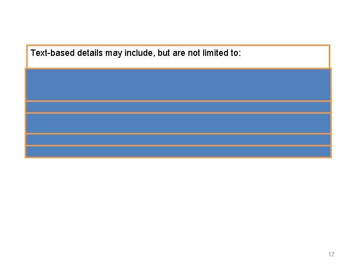 Text-based details may include, but are not limited to: A. A. Wanted to get