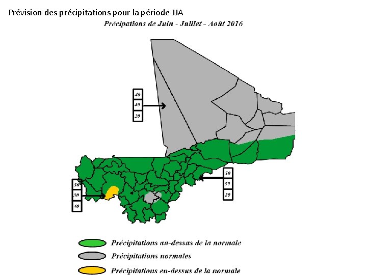 Prévision des précipitations pour la période JJA 