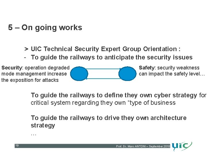 5 – On going works > UIC Technical Security Expert Group Orientation : -