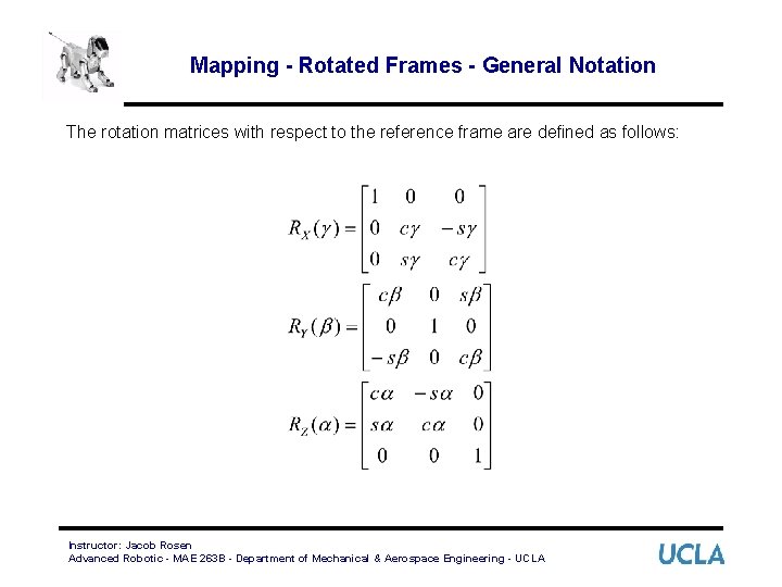 Mapping - Rotated Frames - General Notation The rotation matrices with respect to the