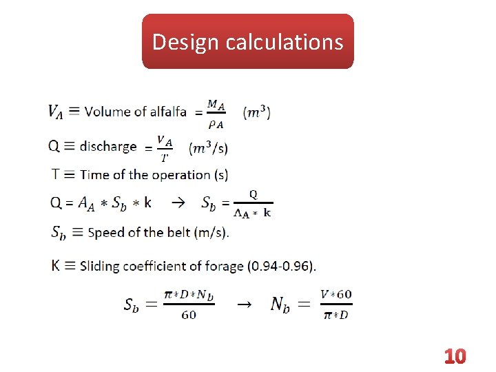 Design calculations 10 