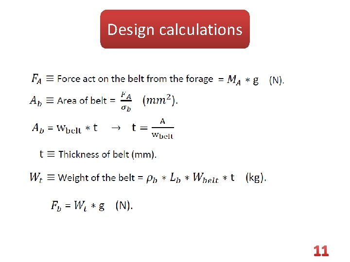 Design calculations 11 