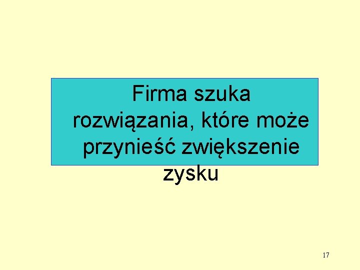 Firma szuka rozwiązania, które może przynieść zwiększenie zysku 17 