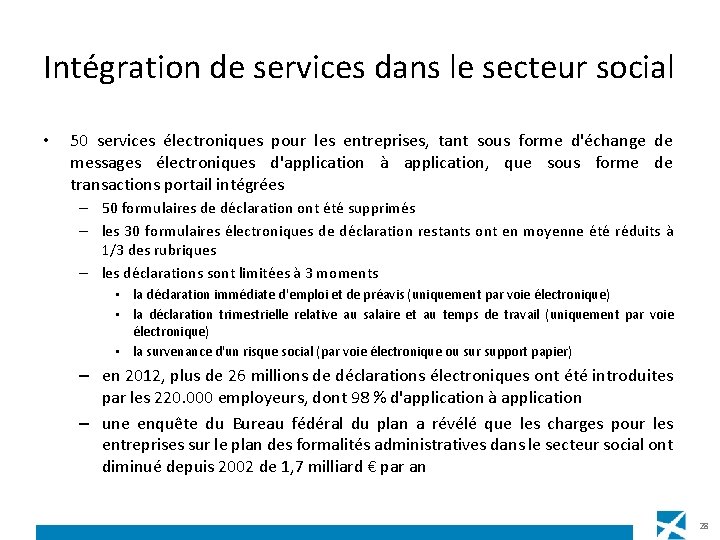 Intégration de services dans le secteur social • 50 services électroniques pour les entreprises,
