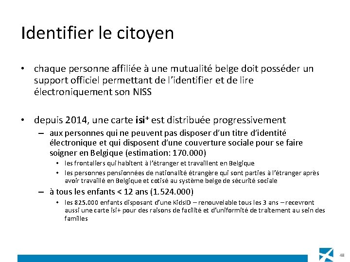 Identifier le citoyen • chaque personne affiliée à une mutualité belge doit posséder un