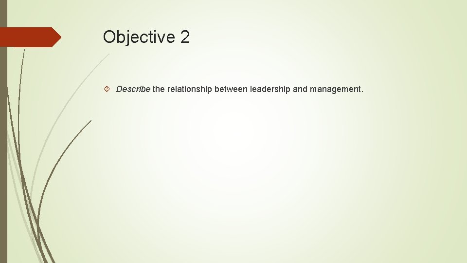 Objective 2 Describe the relationship between leadership and management. 